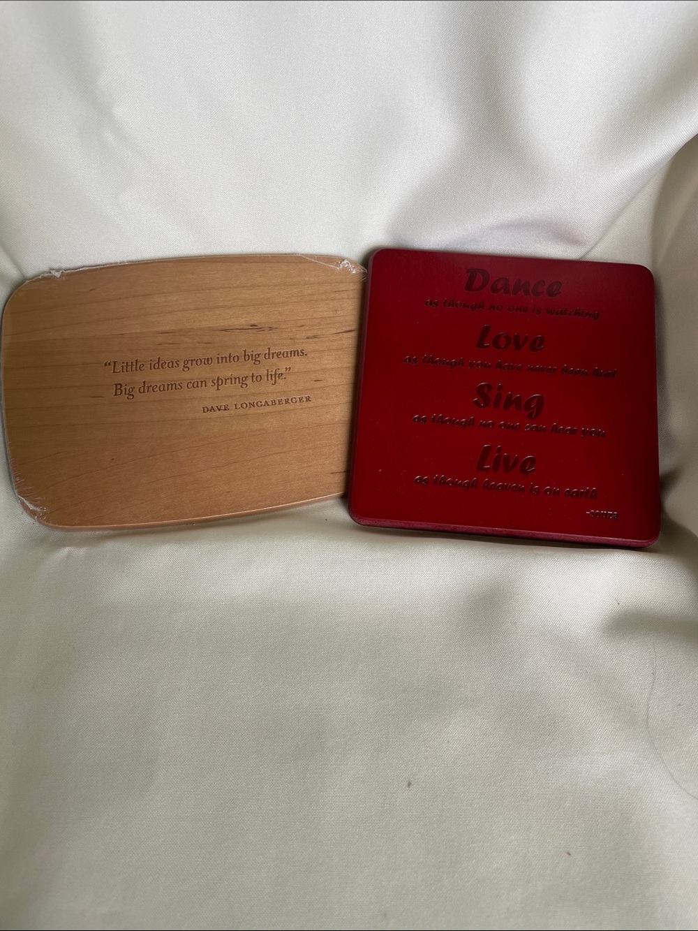 Longaberger Home Office Lid New in Package and a Longaberger Red Wall Plaque